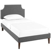 Laura Fabric Twin Platform Bed with Squared Tapered Legs - Gray