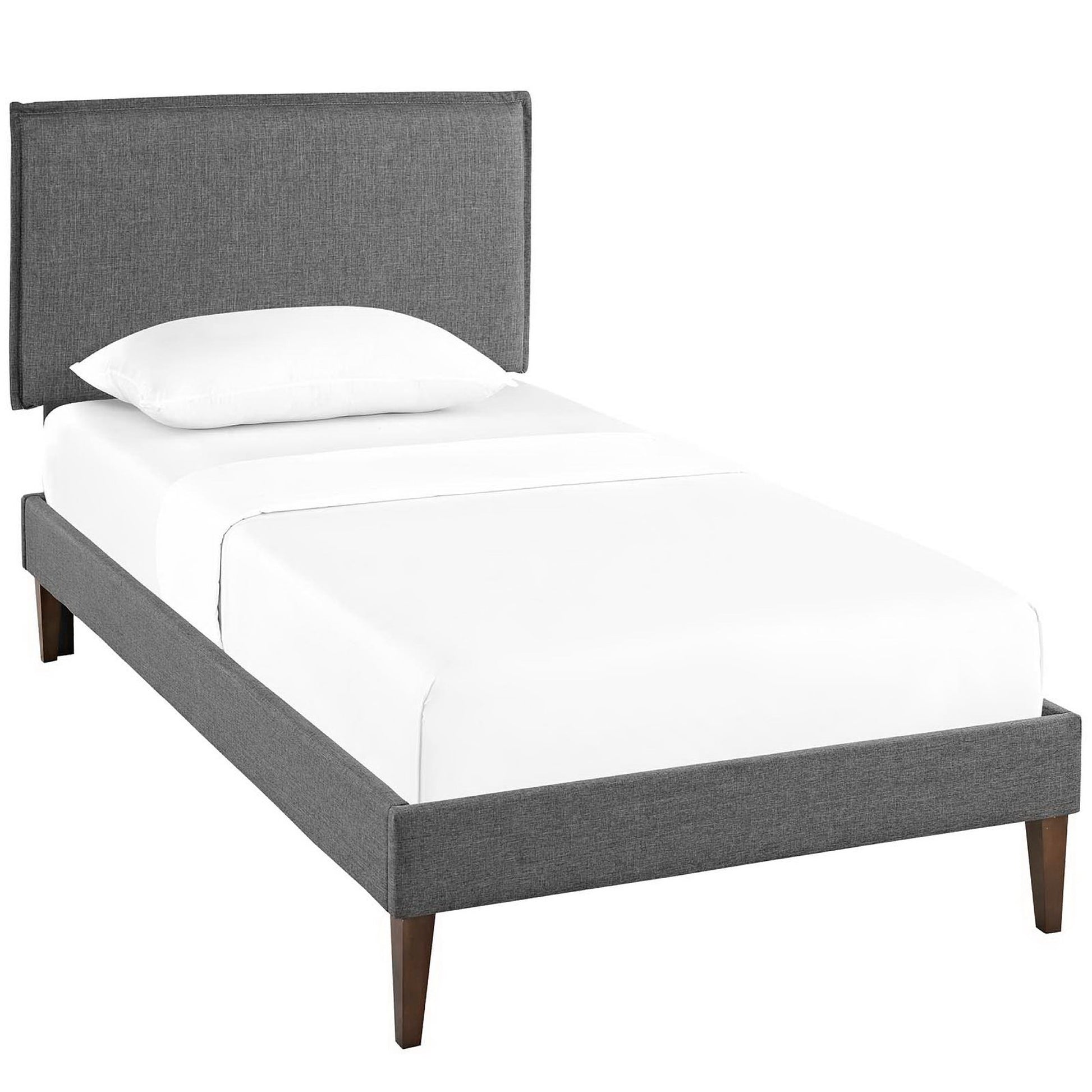 Camille Fabric Platform Bed with Squared Tapered Legs - Gray