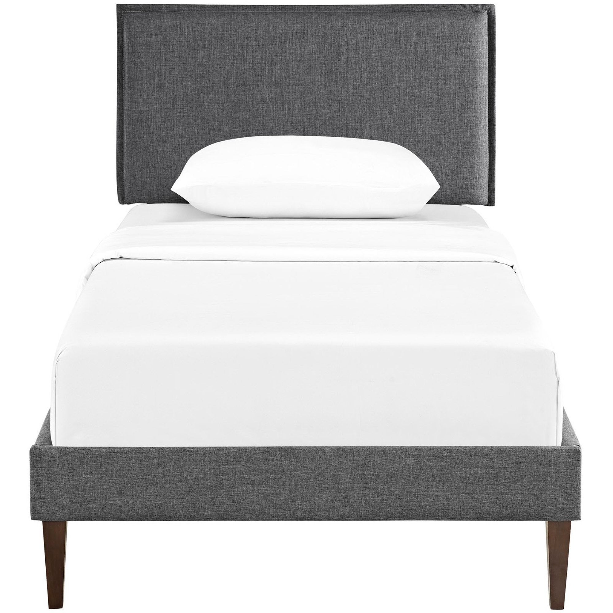Camille Fabric Platform Bed with Squared Tapered Legs