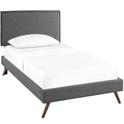 Camille Fabric Platform Bed with Round Splayed Legs - Gray