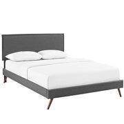 Camille Fabric Queen Platform Bed with Round Splayed Legs - Gray