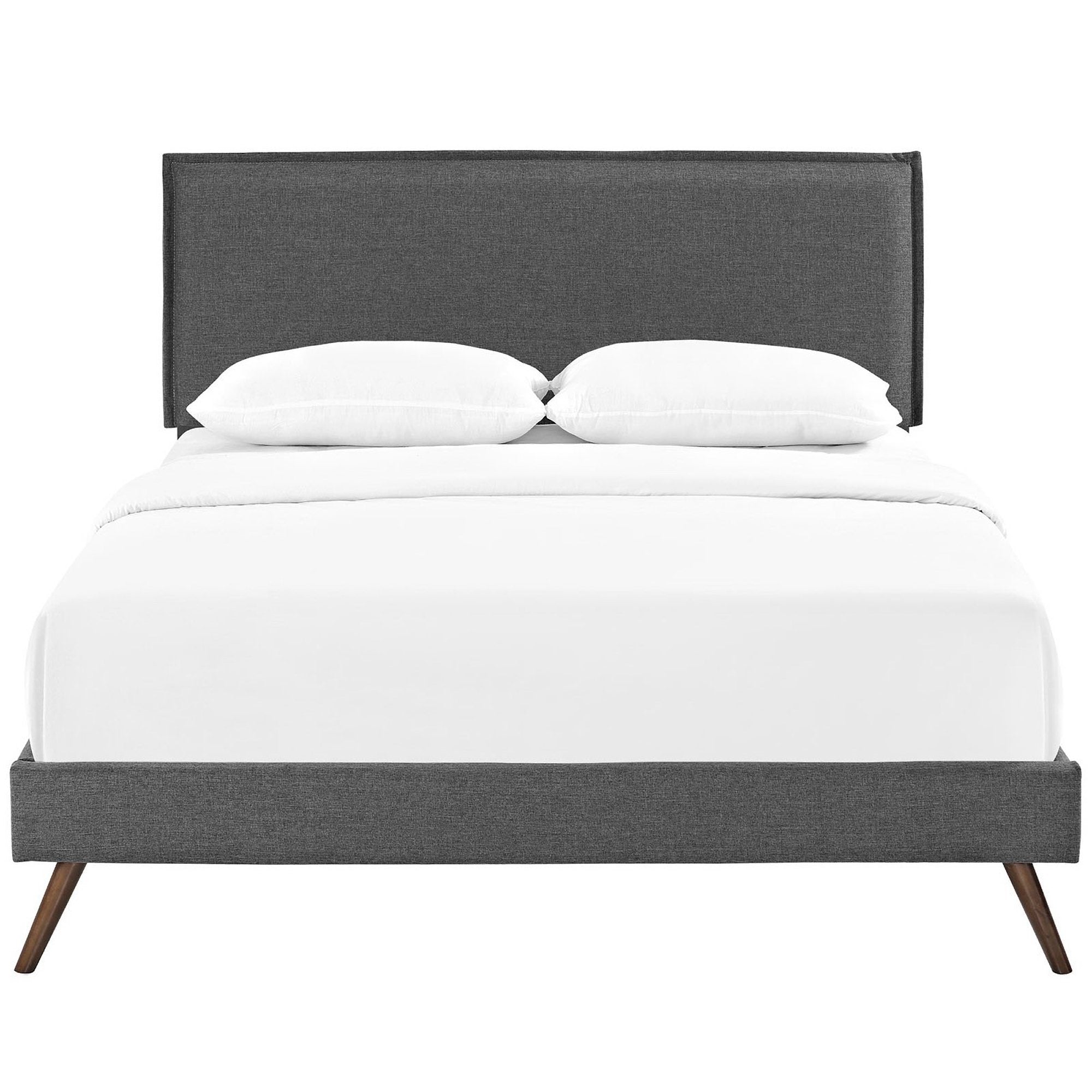 Camille Fabric Queen Platform Bed with Round Splayed Legs
