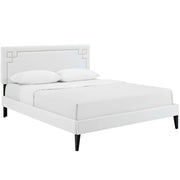 Josie Vinyl Queen Platform Bed with Squared Tapered Legs - White