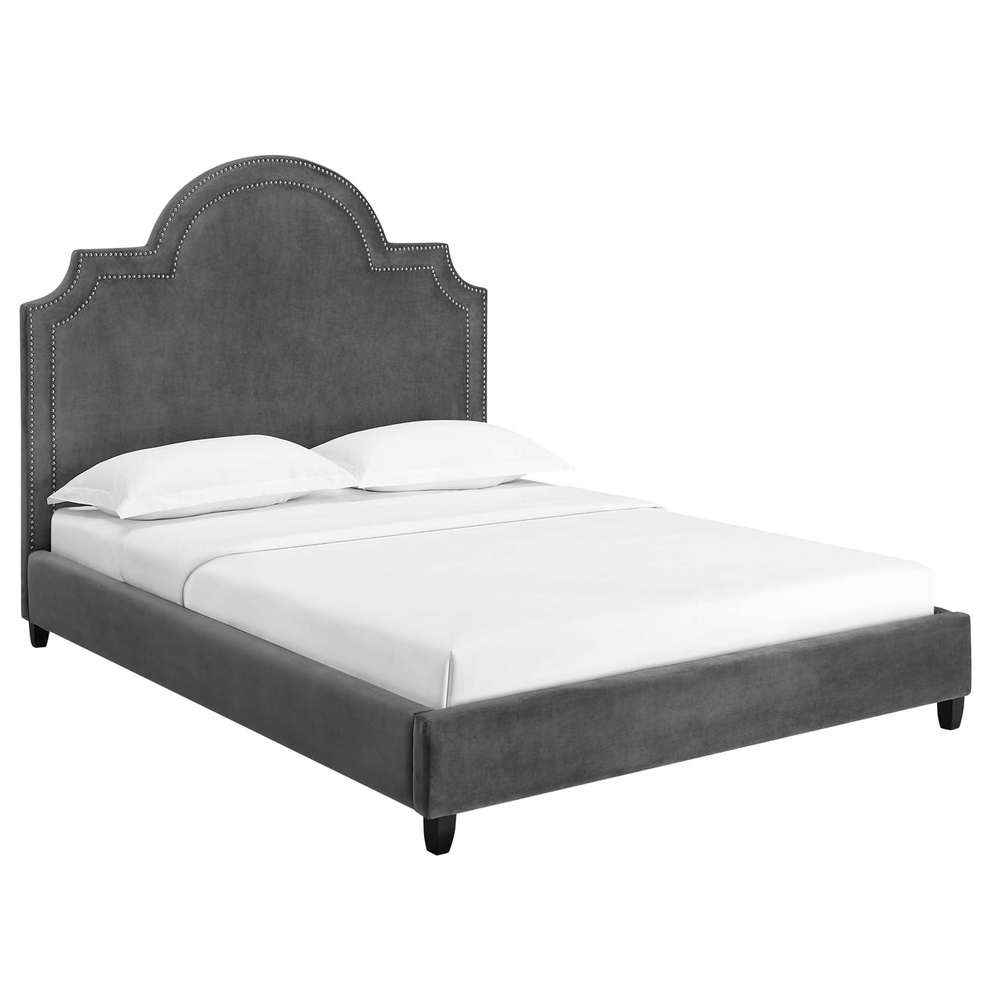 Primrose Performance Velvet Platform Bed - Gray