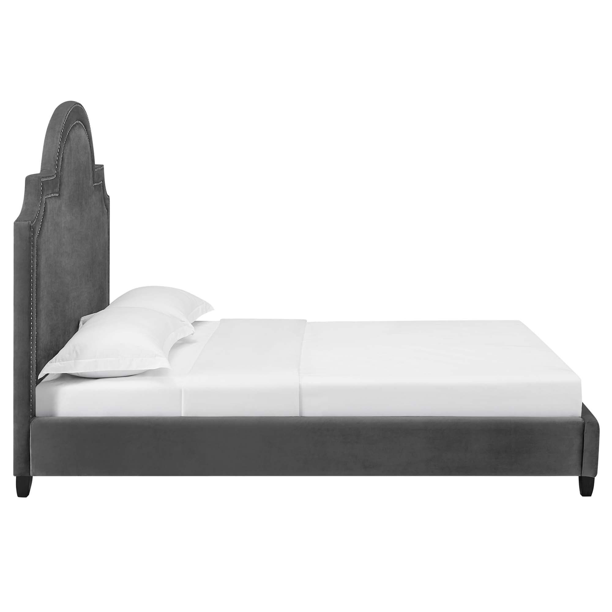 Primrose Performance Velvet Platform Bed - Sea Blue