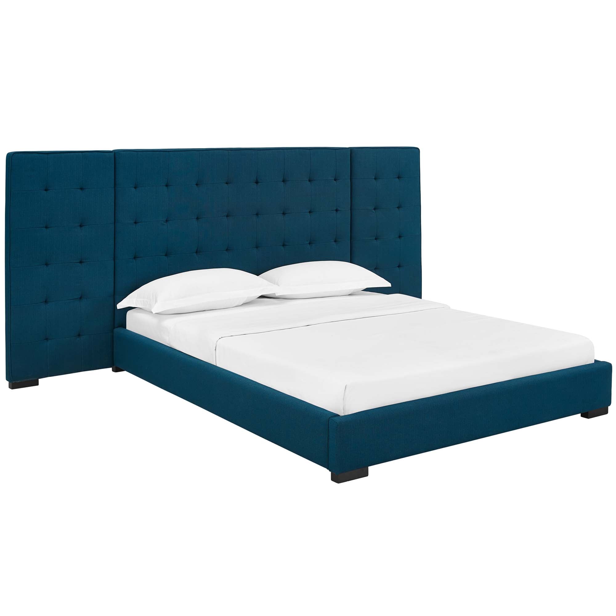 Sierra Upholstered Fabric Platform Bed - Azure
