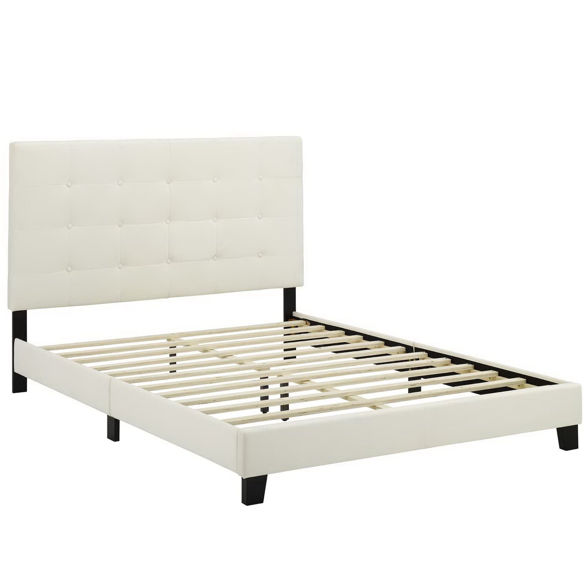 Melanie Tufted Button Upholstered Performance Velvet Full Platform Bed - Sea Blue