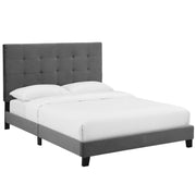 Melanie Tufted Button Upholstered Performance Velvet Platform Bed - Gray