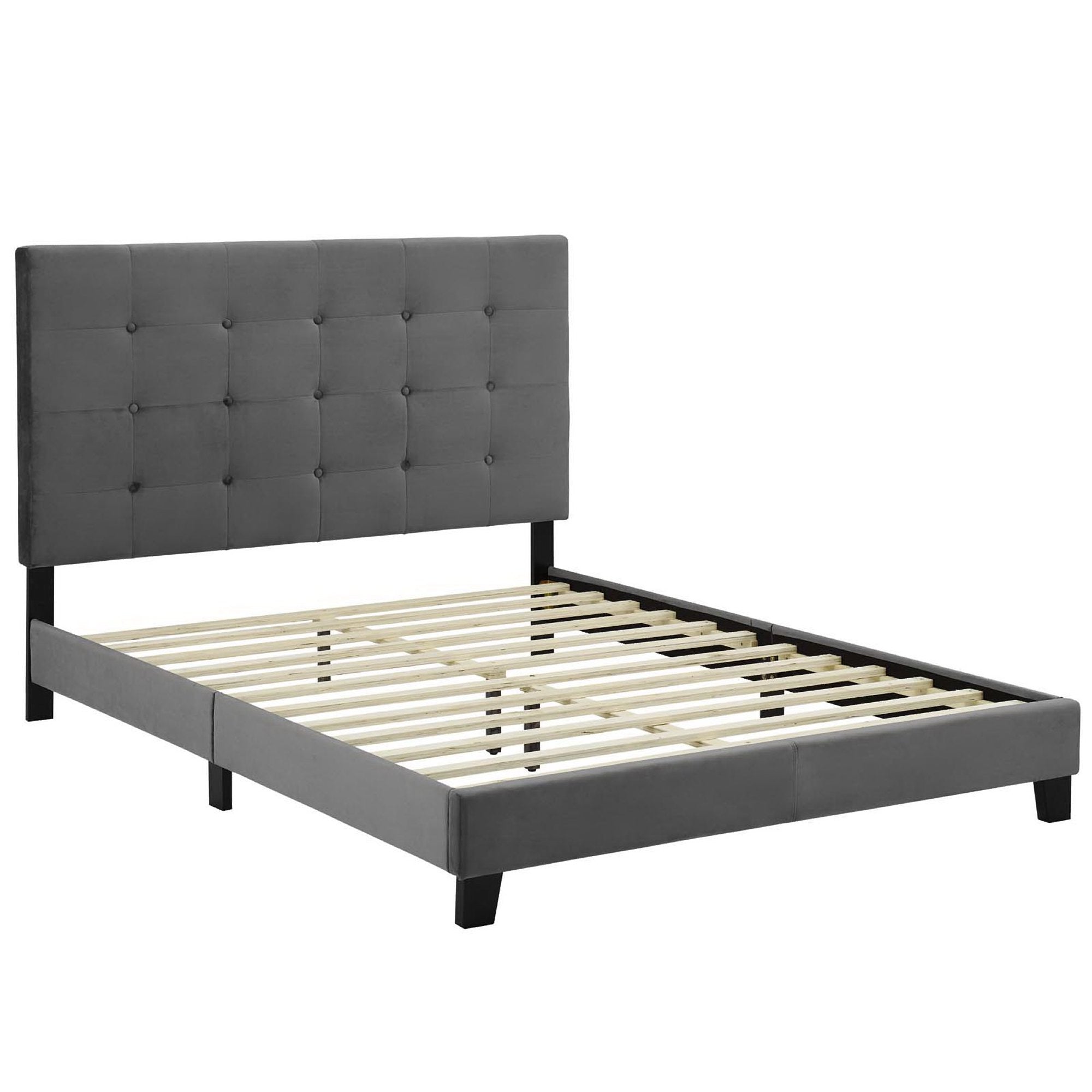Melanie Tufted Button Upholstered Performance Velvet Platform Bed - Sea Blue