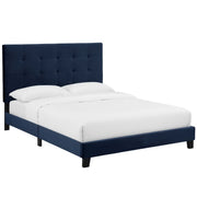Melanie Tufted Button Upholstered Performance Velvet King Platform Bed - Midnight Blue
