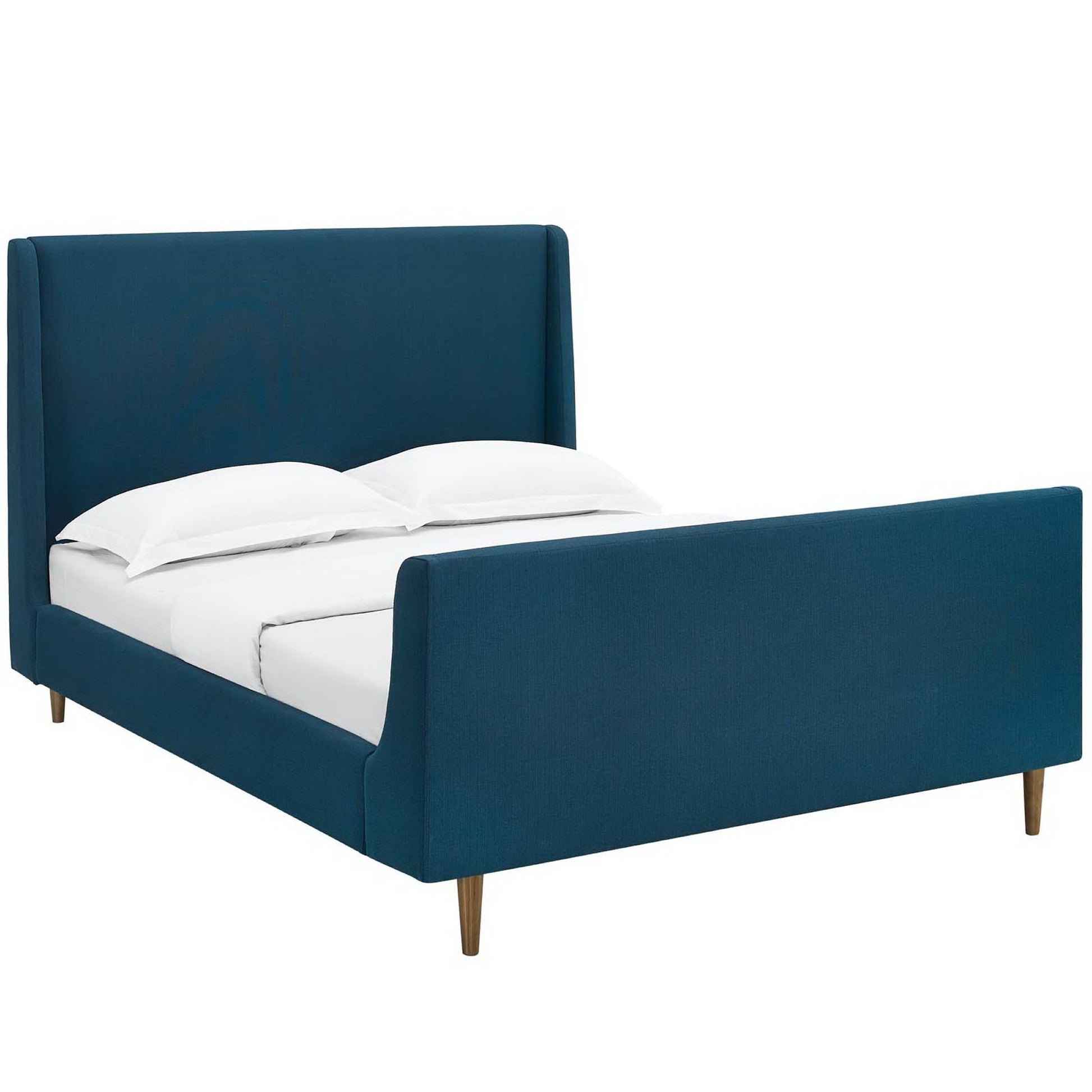 Aubree Upholstered Fabric Sleigh Platform Bed - Azure