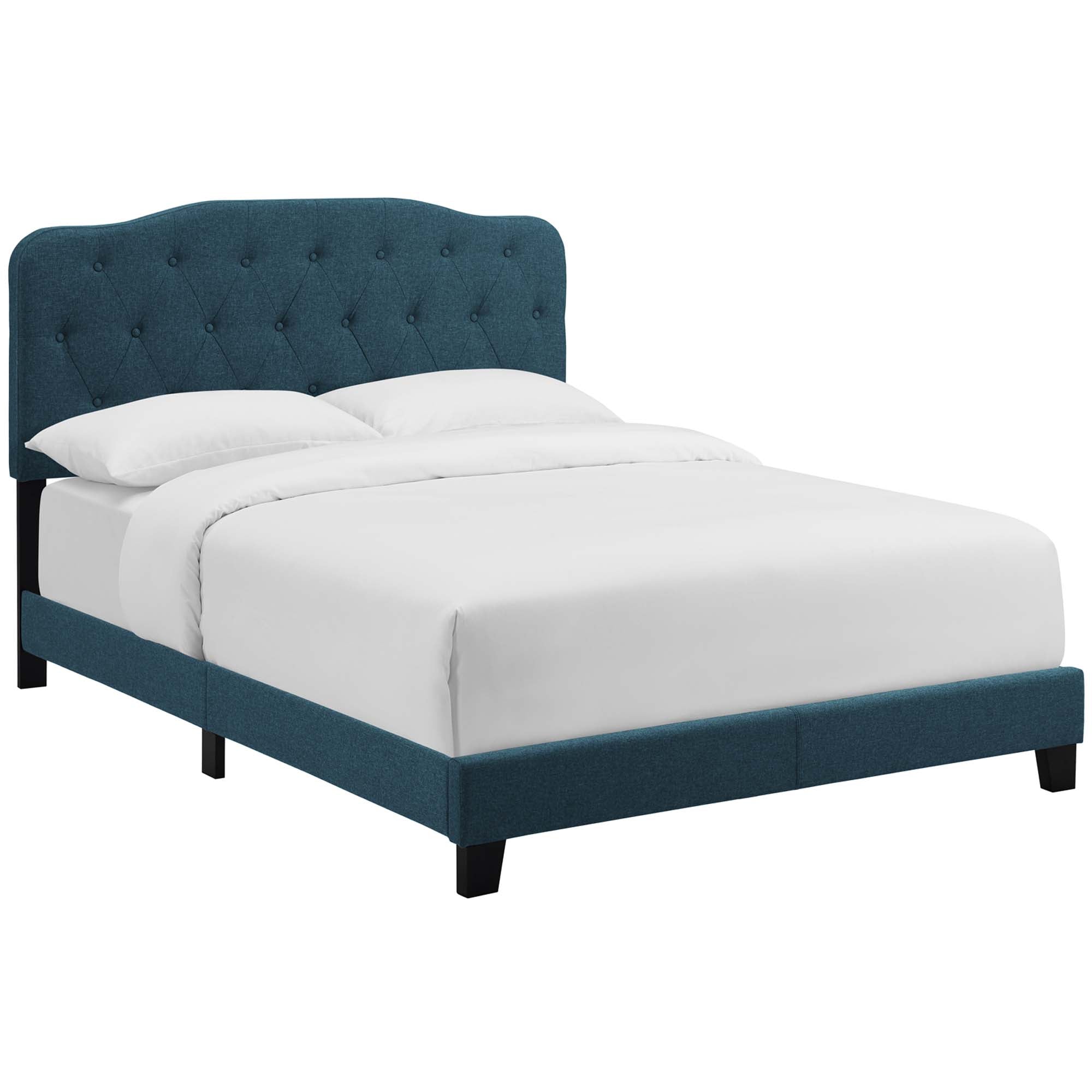 Amelia Upholstered Fabric Queen Bed - Azure