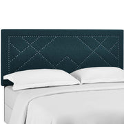 Reese Nailhead Upholstered Linen Fabric Headboard - Azure