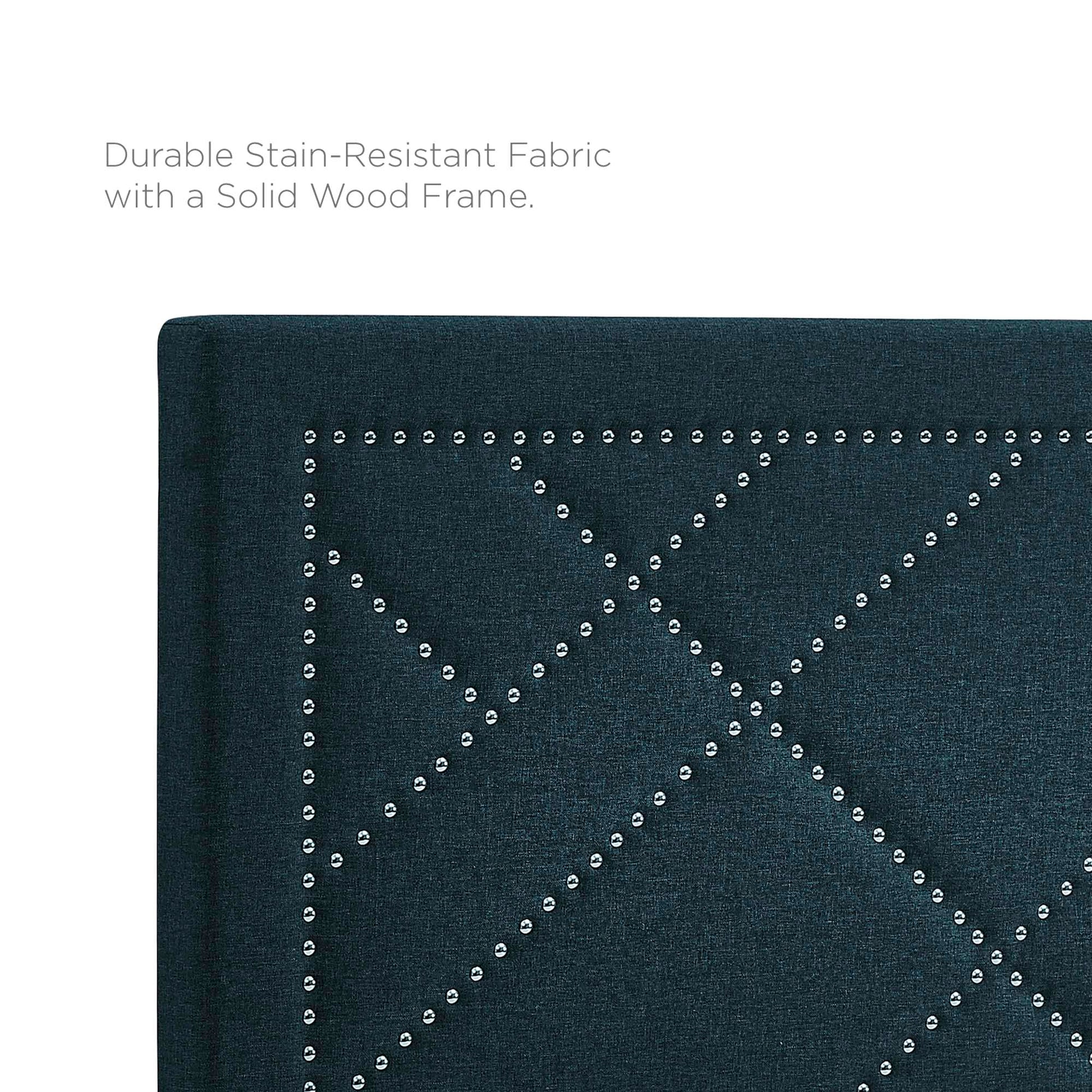 Reese Nailhead Upholstered Linen Fabric Headboard