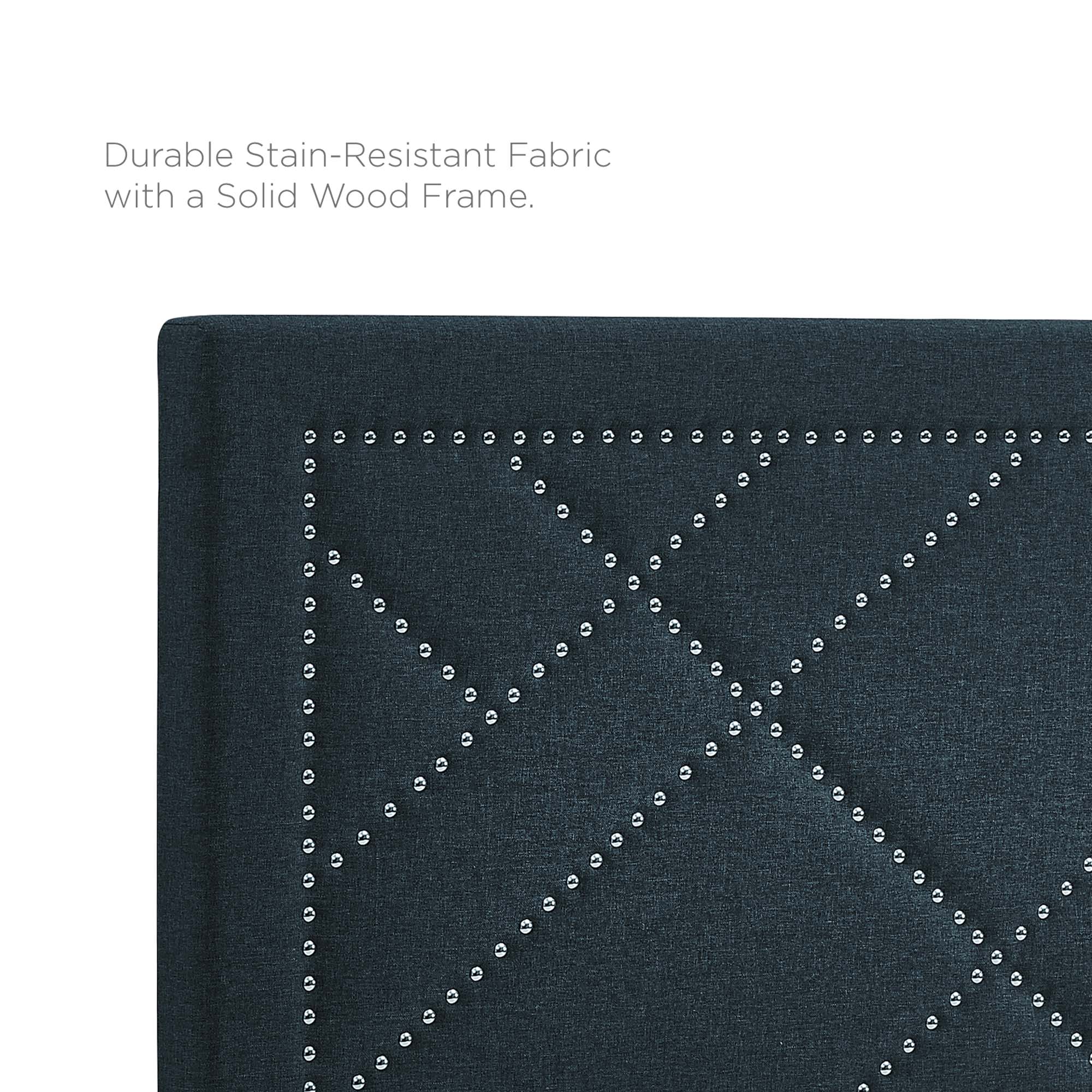 Reese Nailhead Upholstered Linen Fabric Headboard