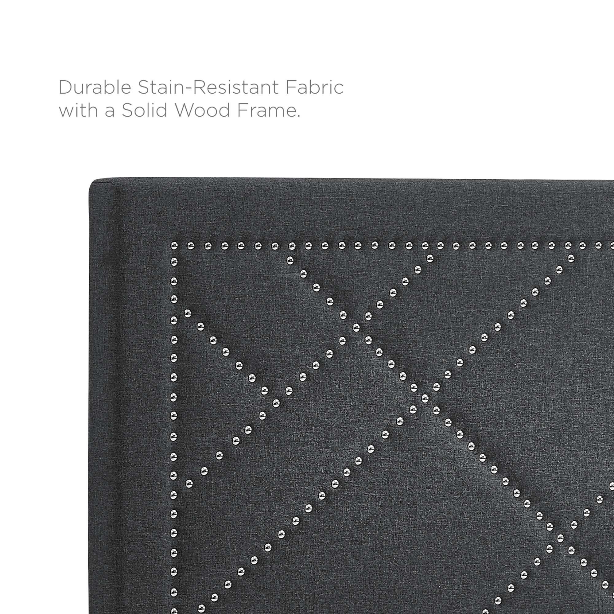 Reese Nailhead Upholstered Linen Fabric Headboard