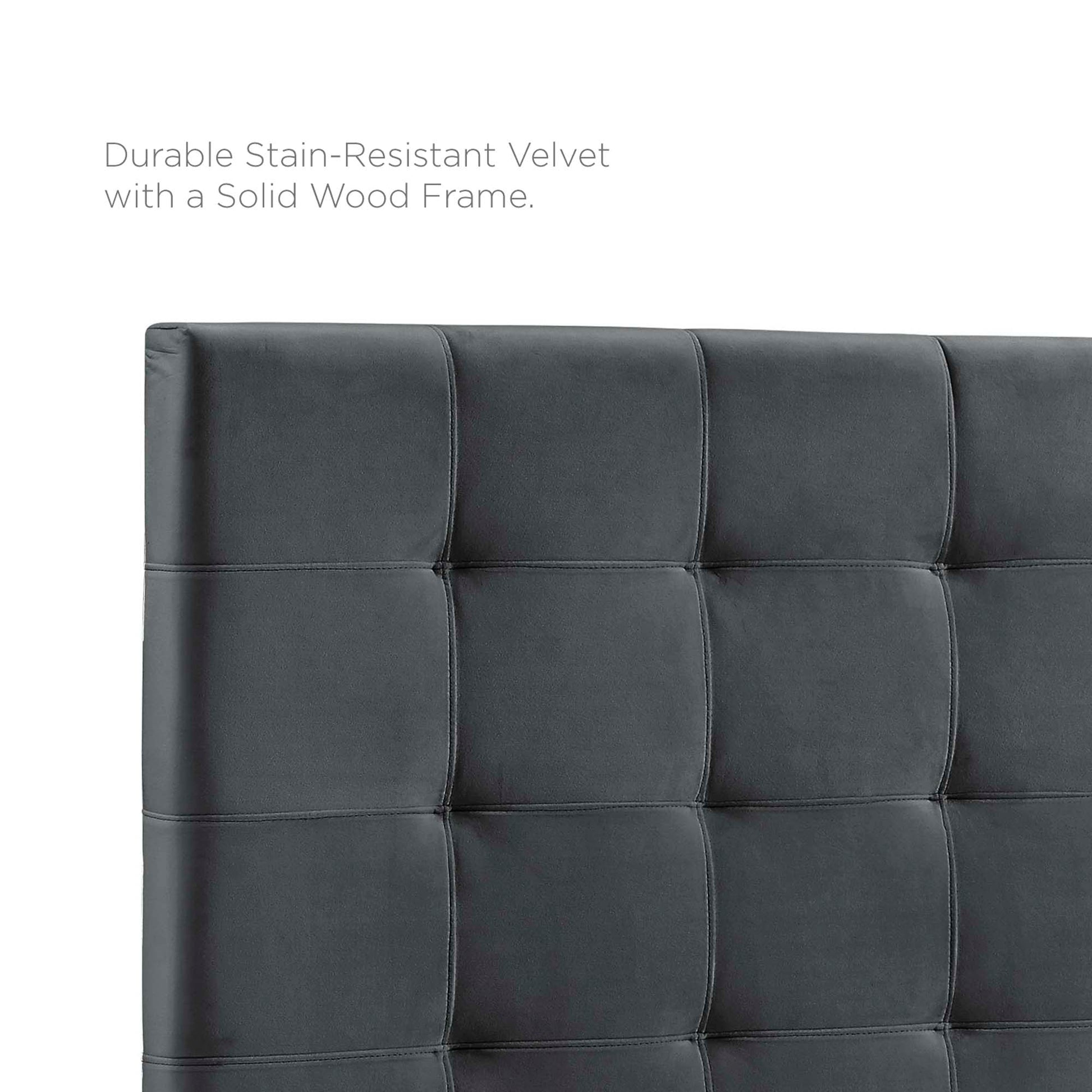 Paisley Tufted Upholstered Performance Velvet Headboard - Sea Blue