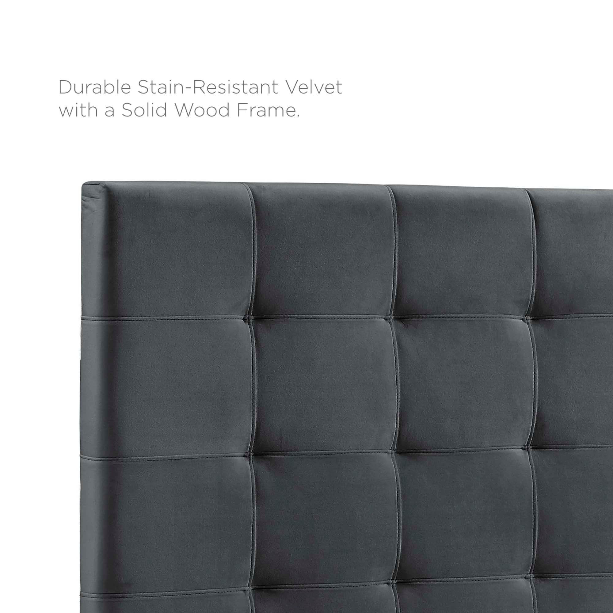 Paisley Tufted Upholstered Performance Velvet Headboard - Sea Blue