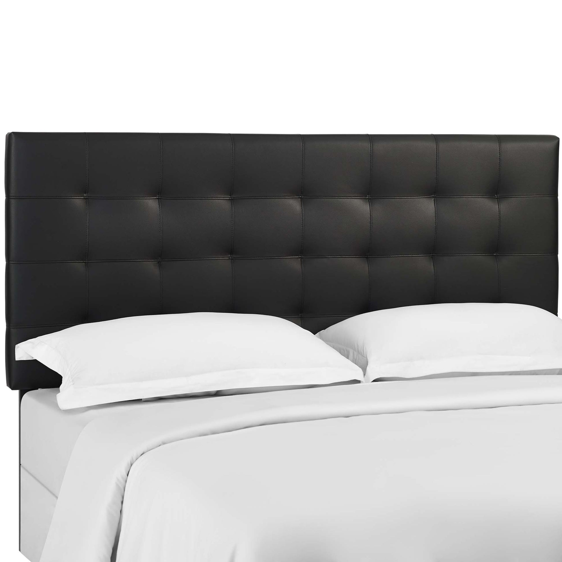 Paisley Tufted Upholstered Faux Leather Headboard - Black