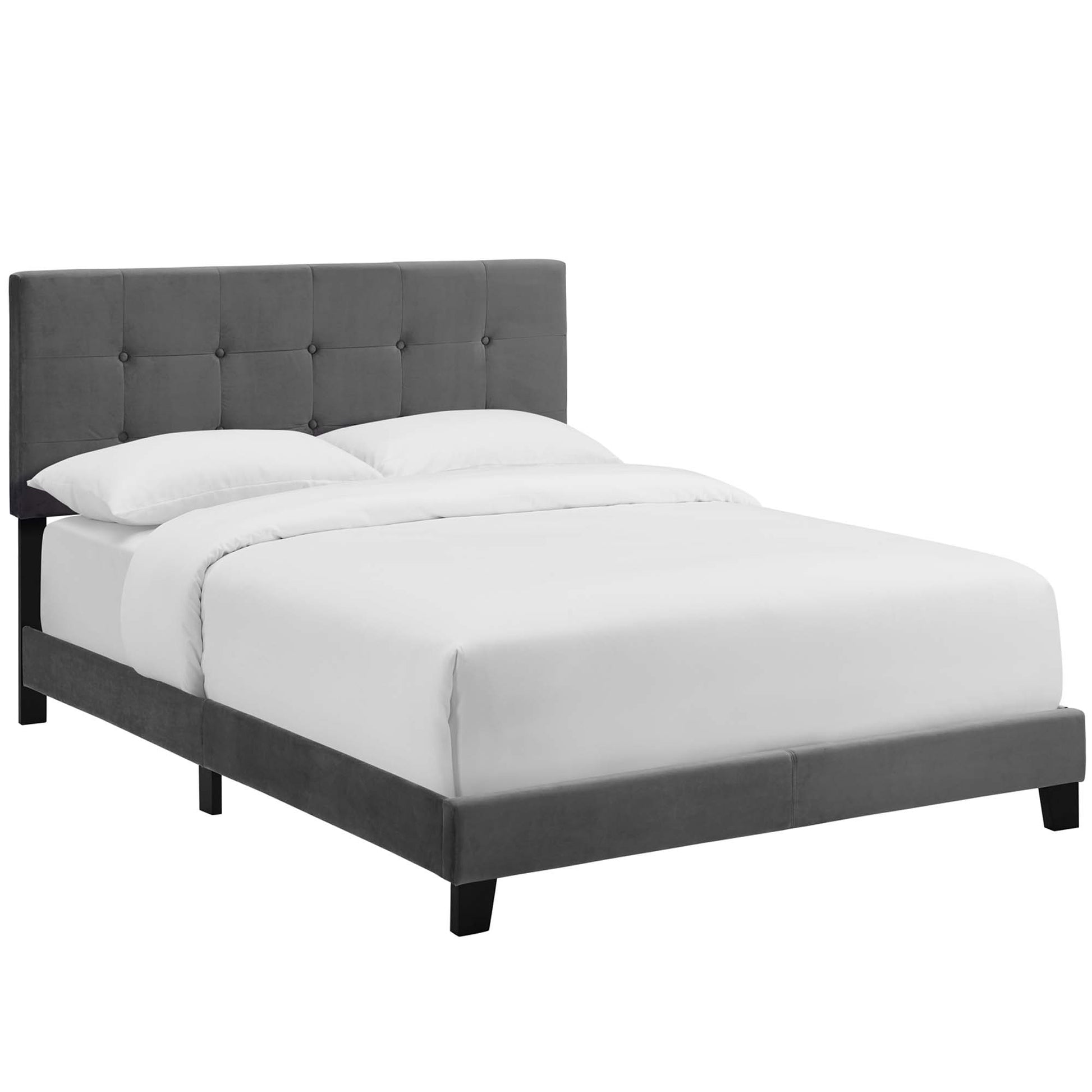 Amira Performance Velvet Full Bed - Gray