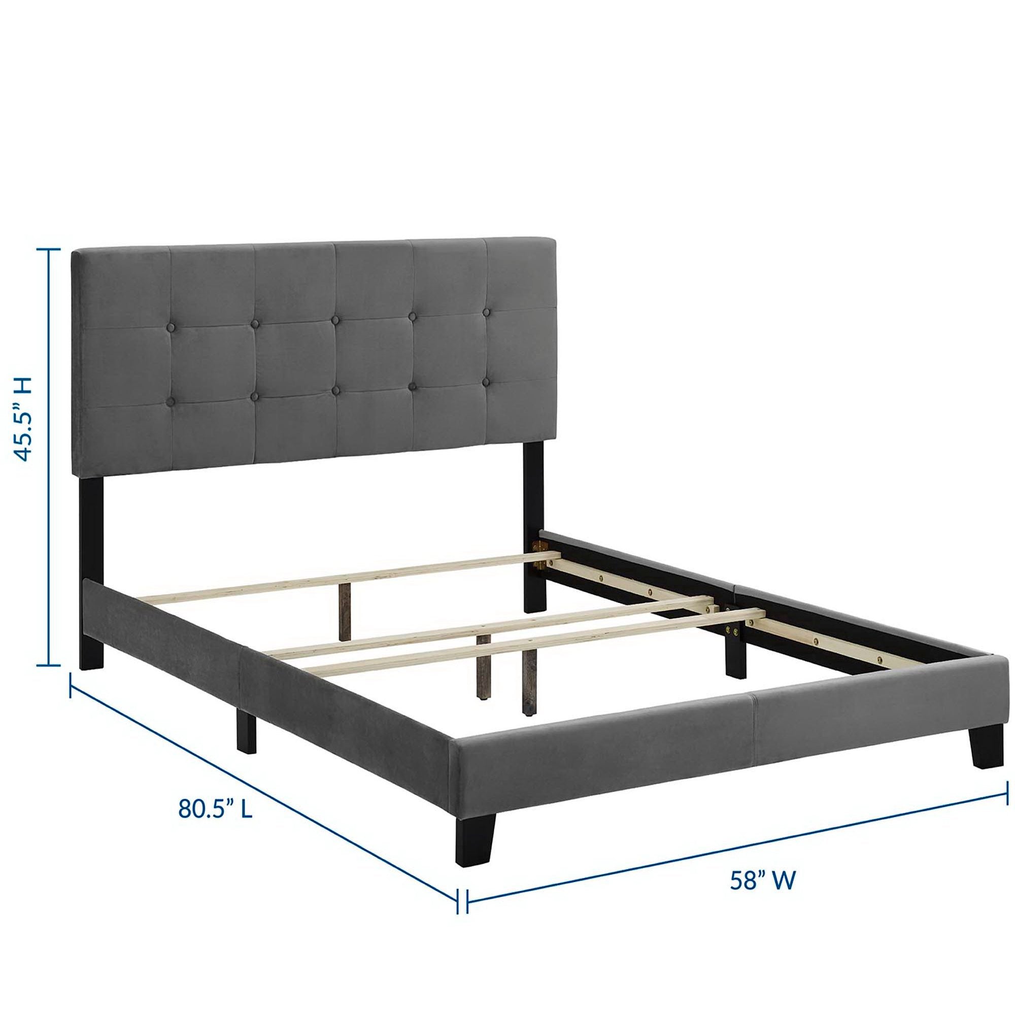 Amira Performance Velvet Full Bed - Midnight Blue