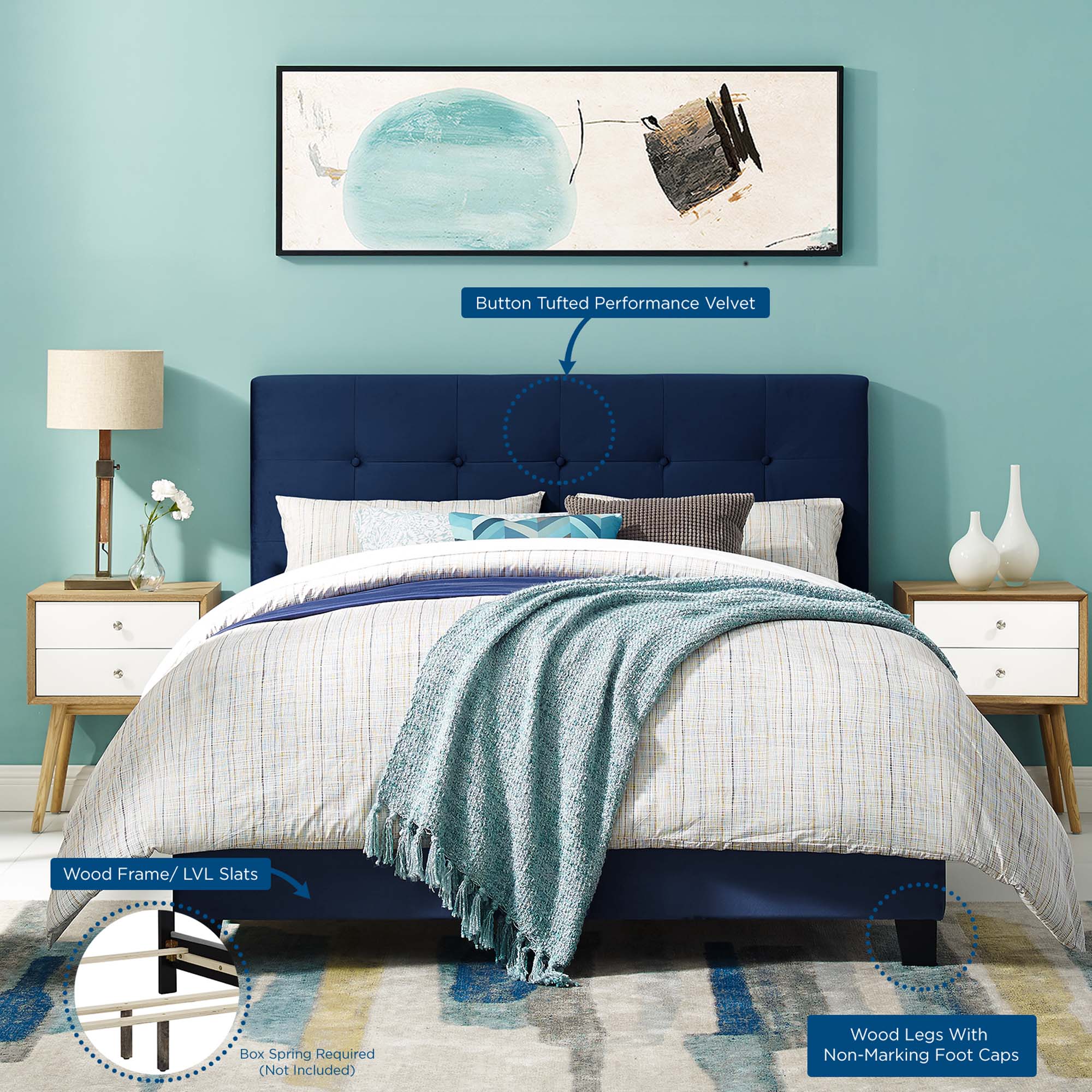 Amira Performance Velvet Full Bed