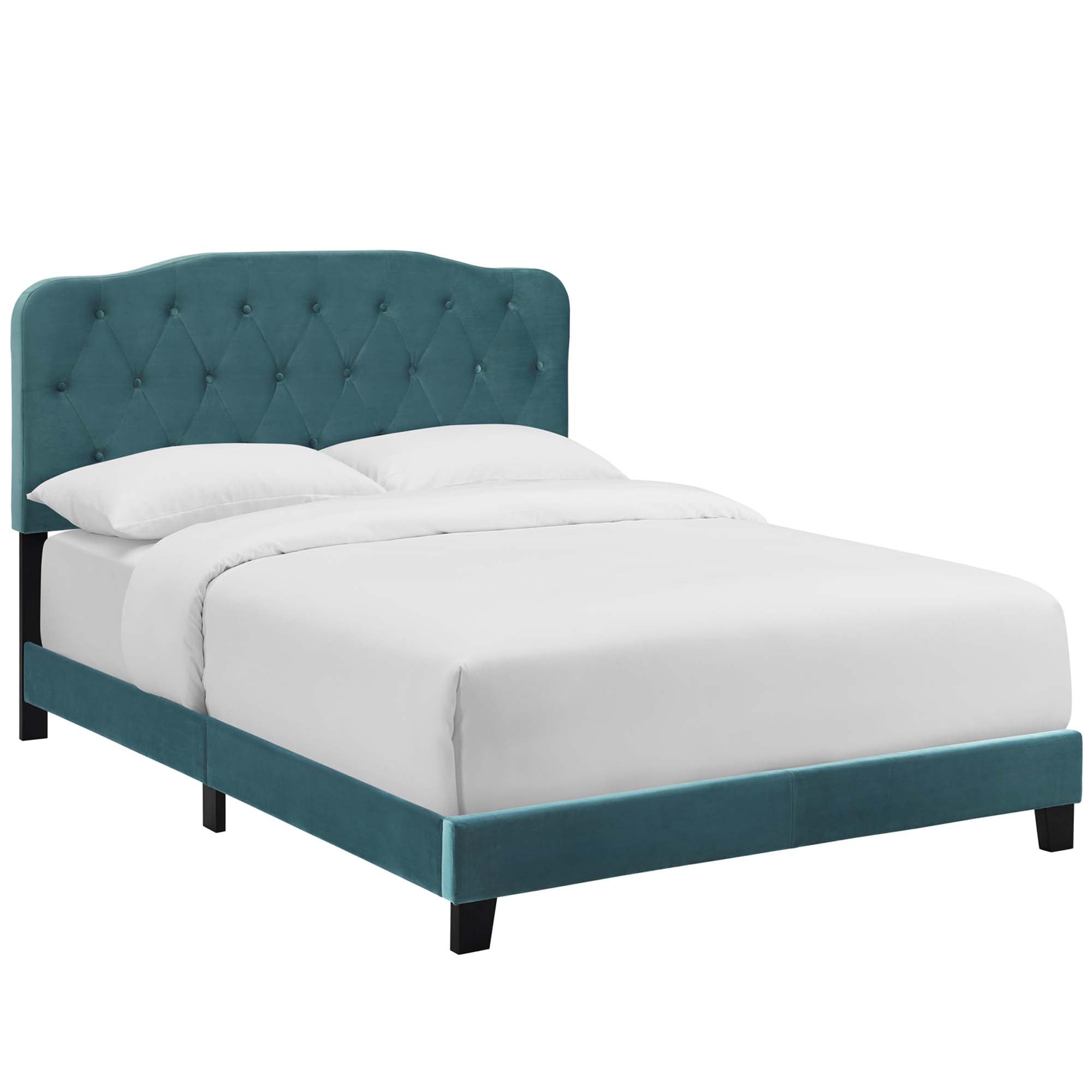 Amelia Performance Velvet Bed - Sea Blue