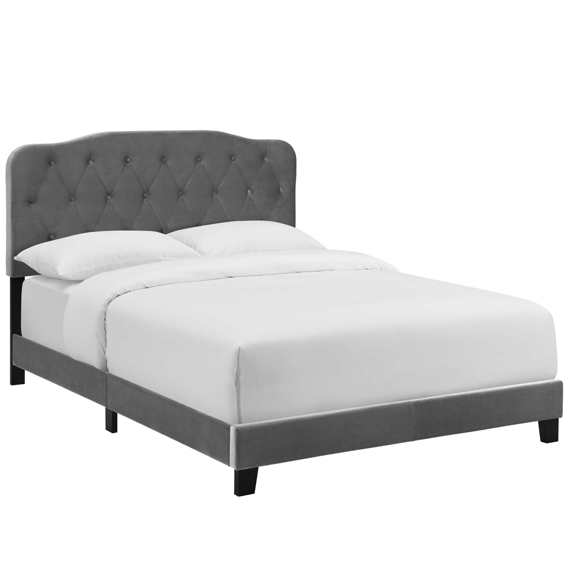 Amelia Performance Velvet Queen Bed - Gray
