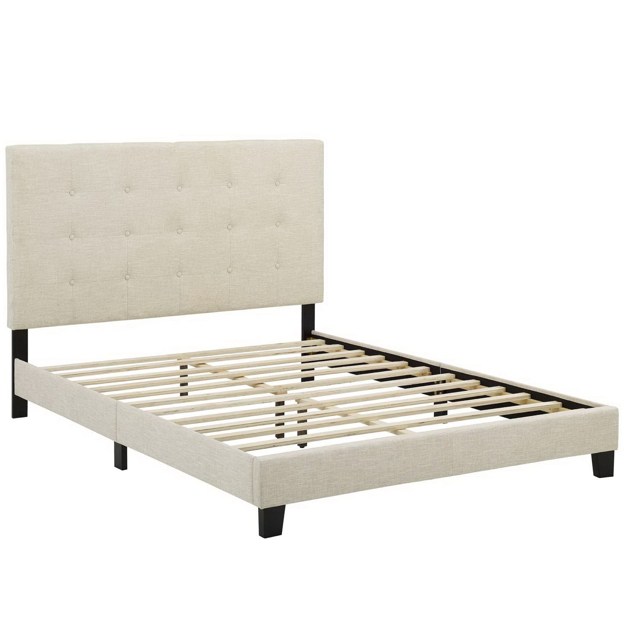 Melanie Tufted Button Upholstered Fabric Full Platform Bed - Gray