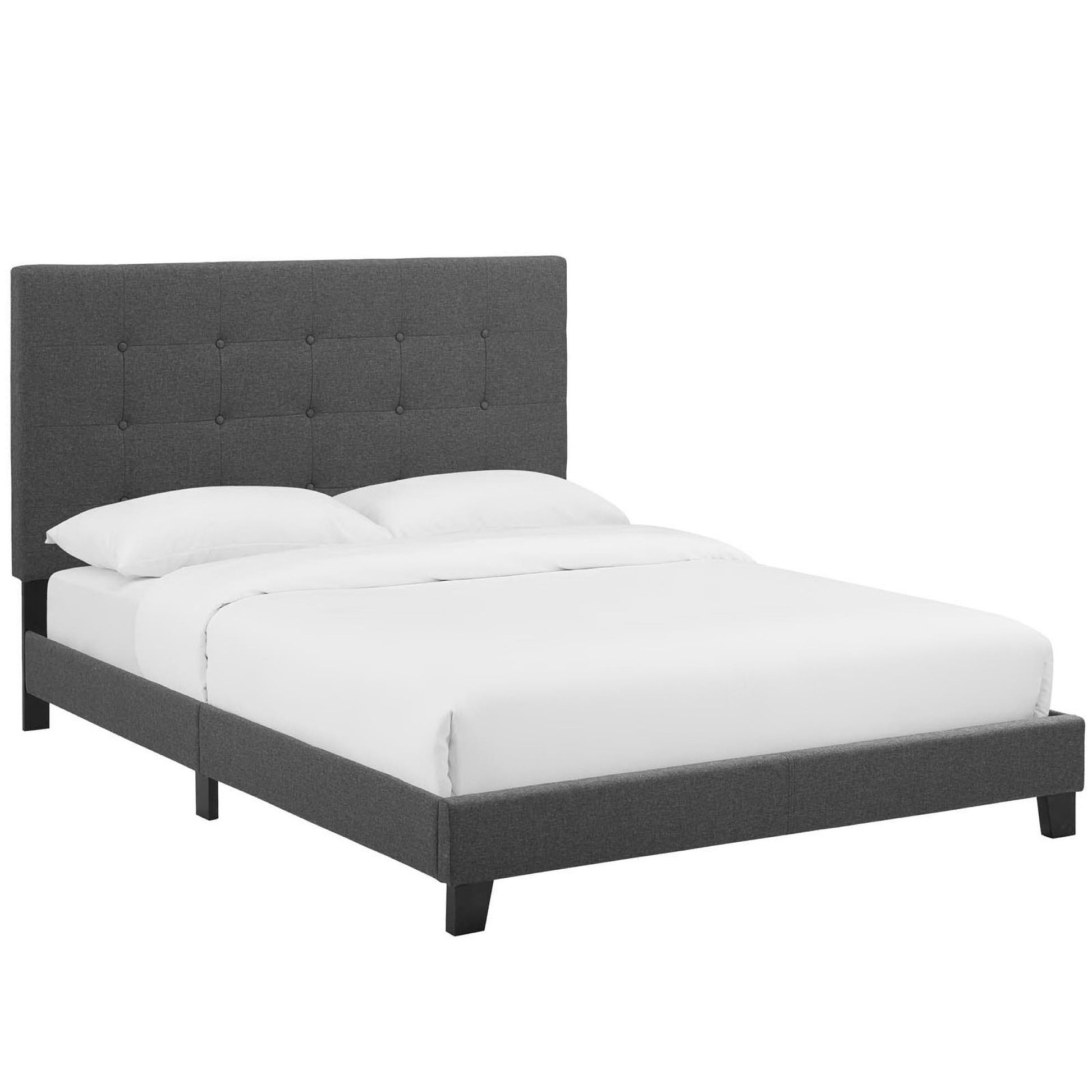 Melanie Tufted Button Upholstered Fabric Full Platform Bed