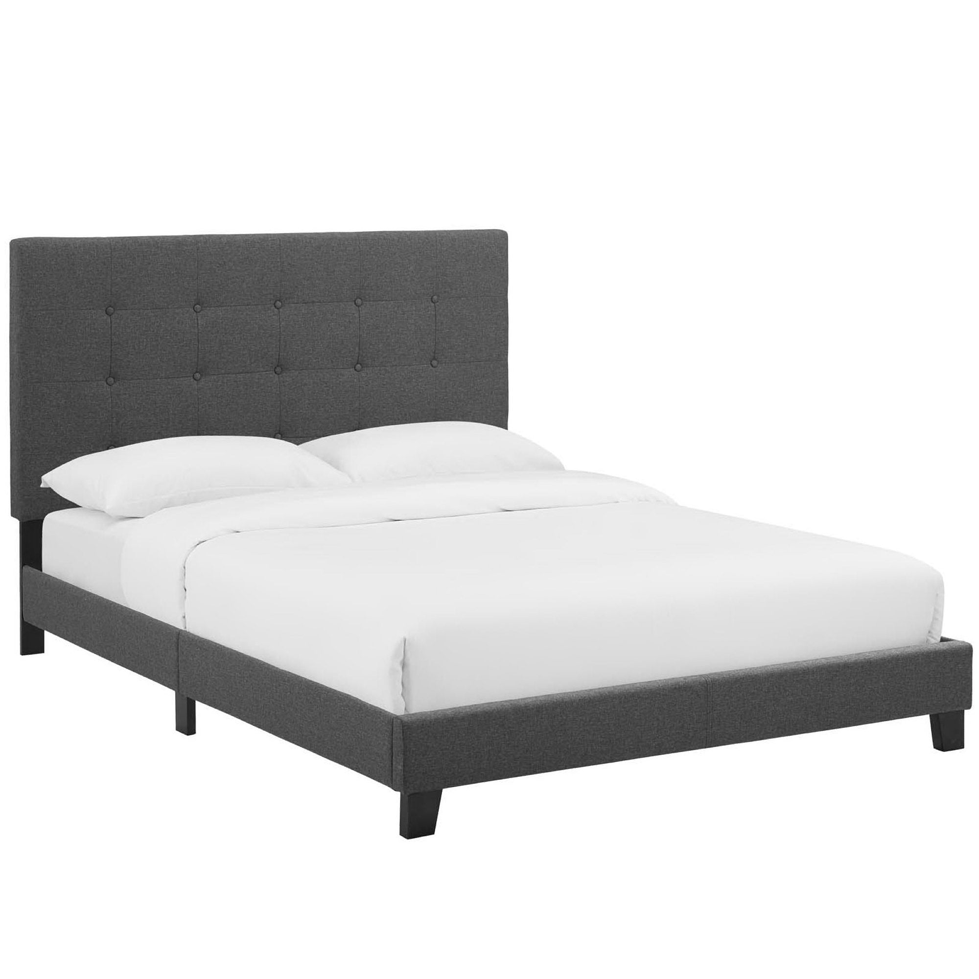 Melanie Tufted Button Upholstered Fabric Full Platform Bed