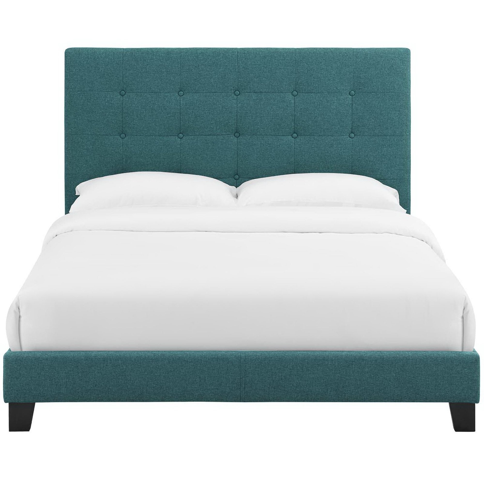 Melanie Tufted Button Upholstered Fabric Queen Platform Bed