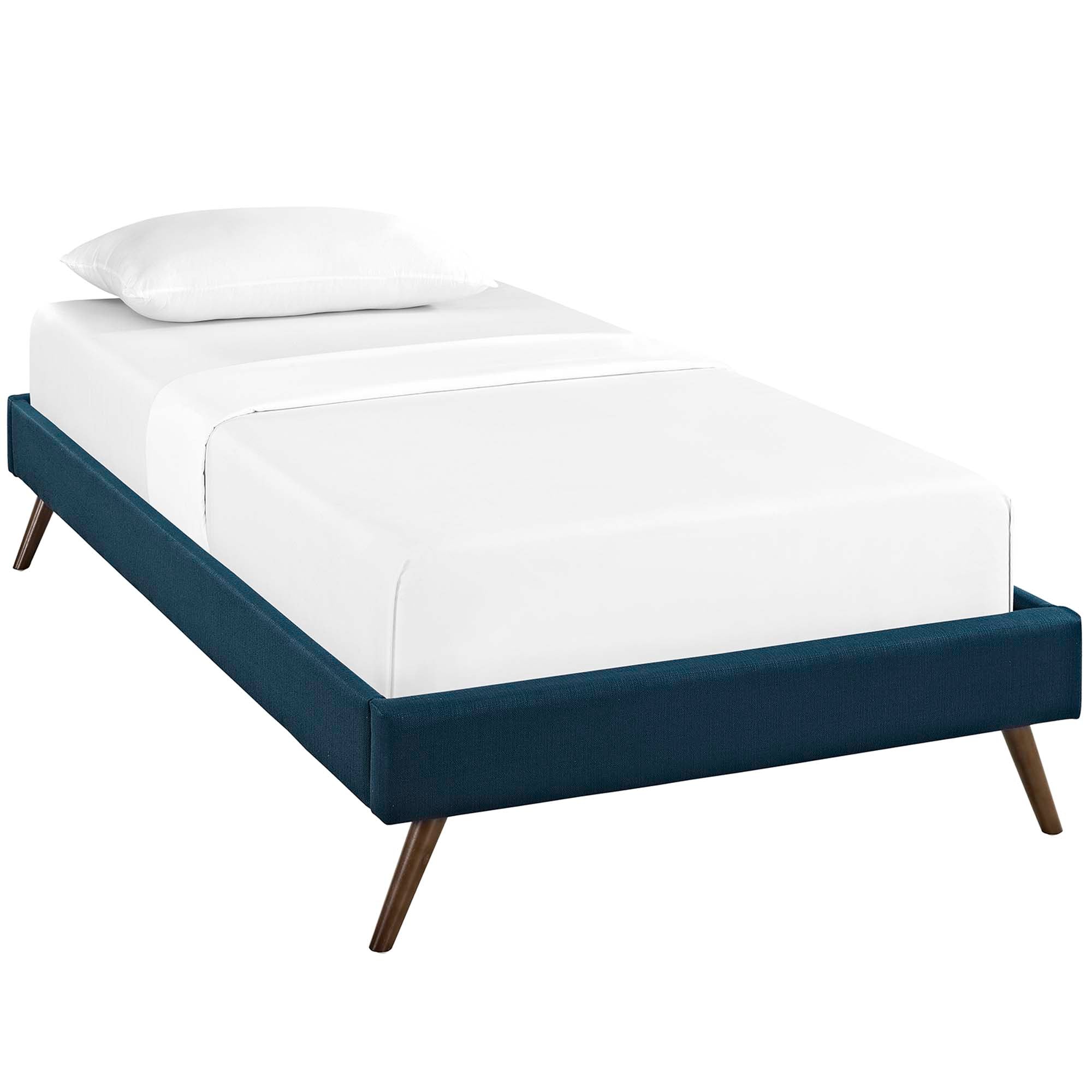 Loryn Fabric Bed Frame with Round Splayed Legs - Azure