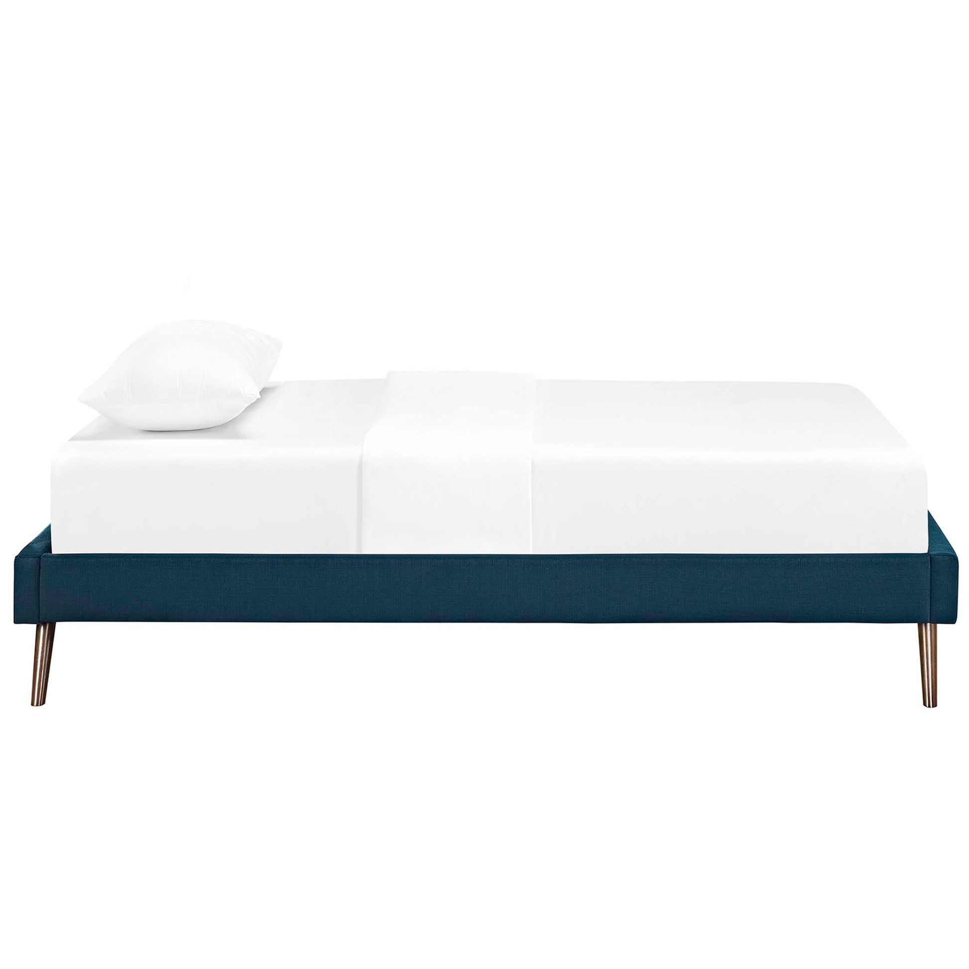Loryn Fabric Bed Frame with Round Splayed Legs - Teal