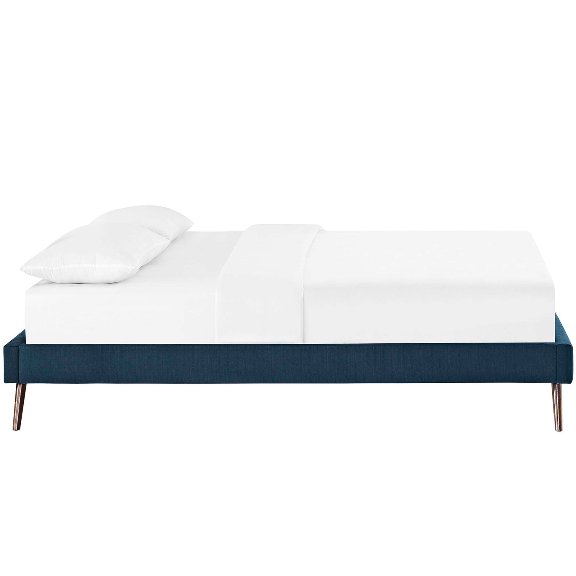 Loryn Fabric Full Bed Frame with Round Splayed Legs - Teal