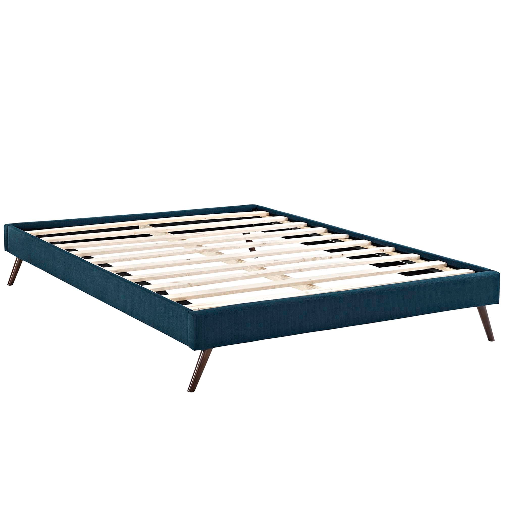 Loryn Fabric Queen Bed Frame with Round Splayed Legs - Beige