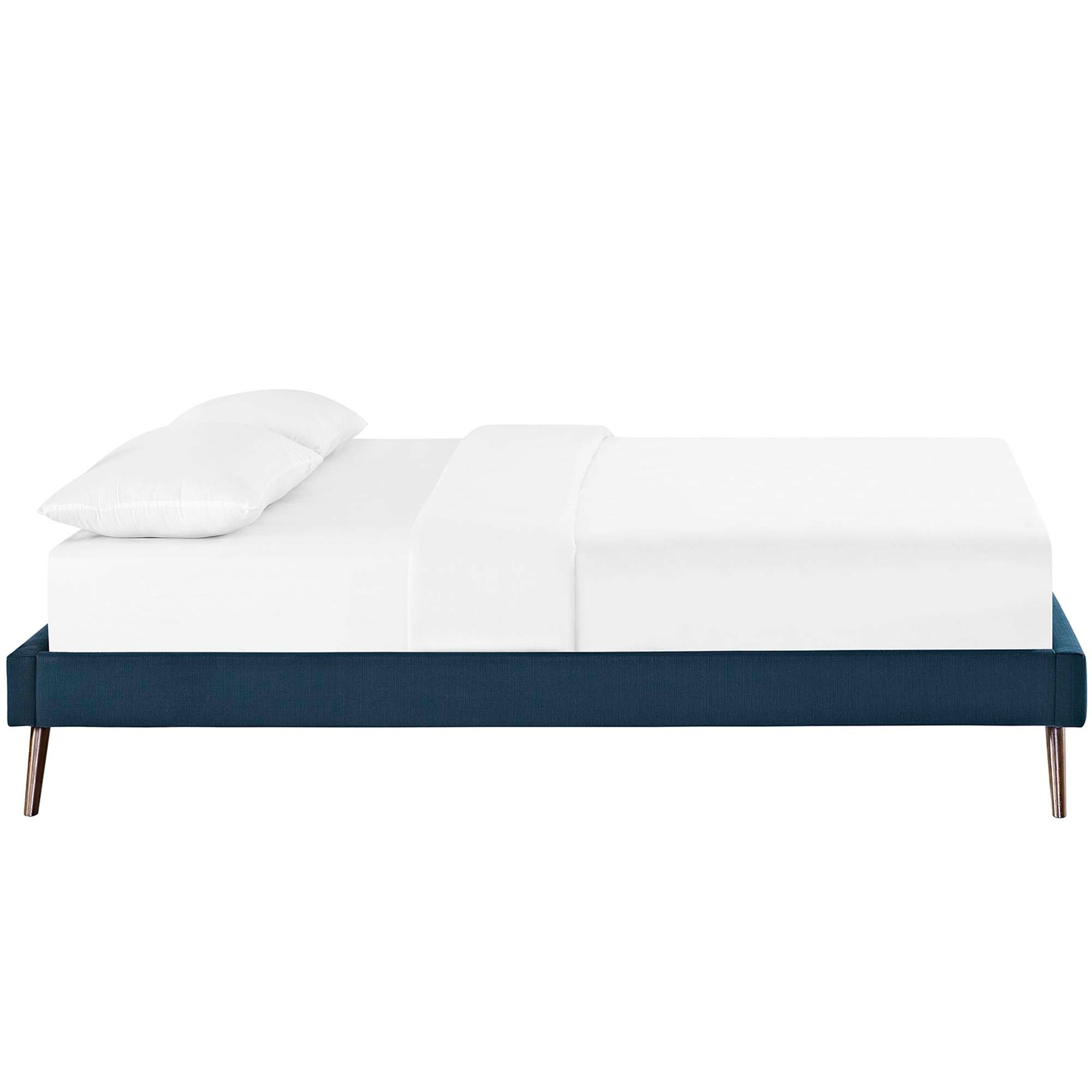 Loryn Fabric Queen Bed Frame with Round Splayed Legs - Gray