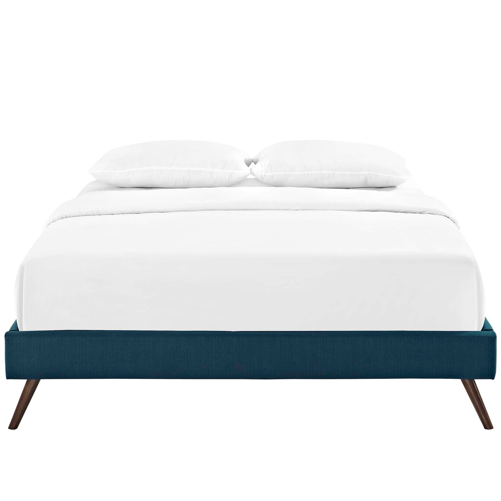 Loryn Fabric Queen Bed Frame with Round Splayed Legs - Teal