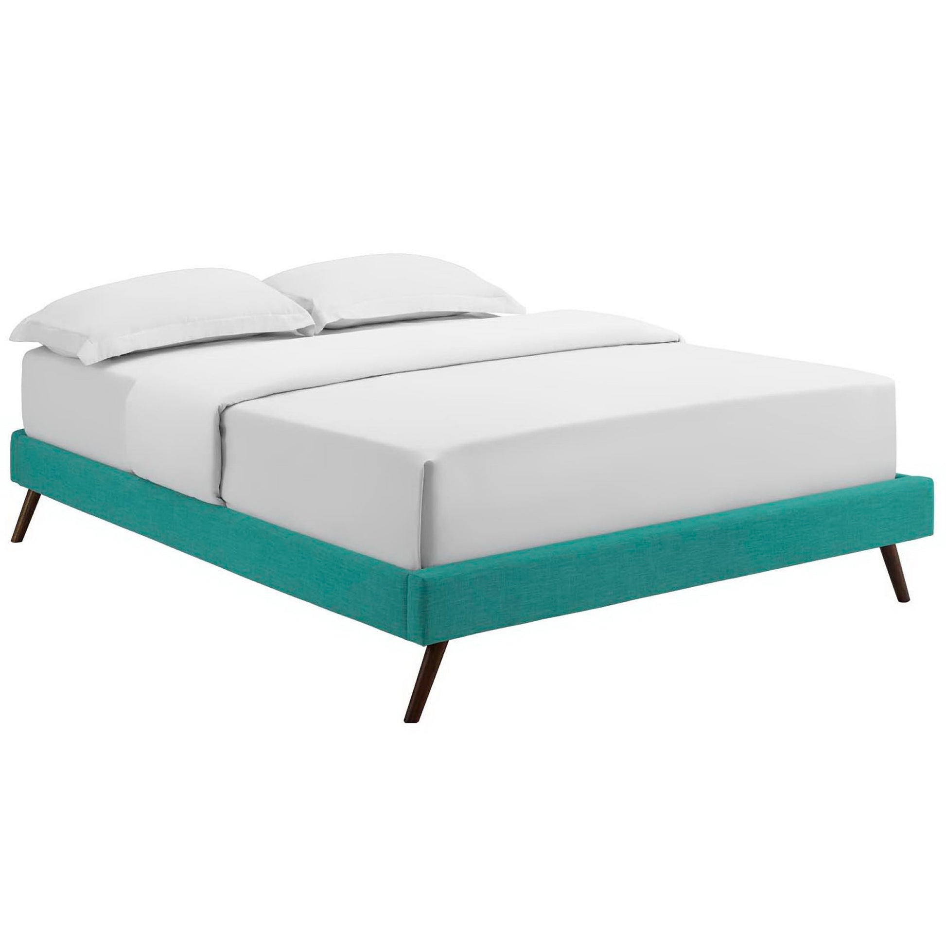 Loryn Fabric King Bed Frame with Round Splayed Legs - Teal