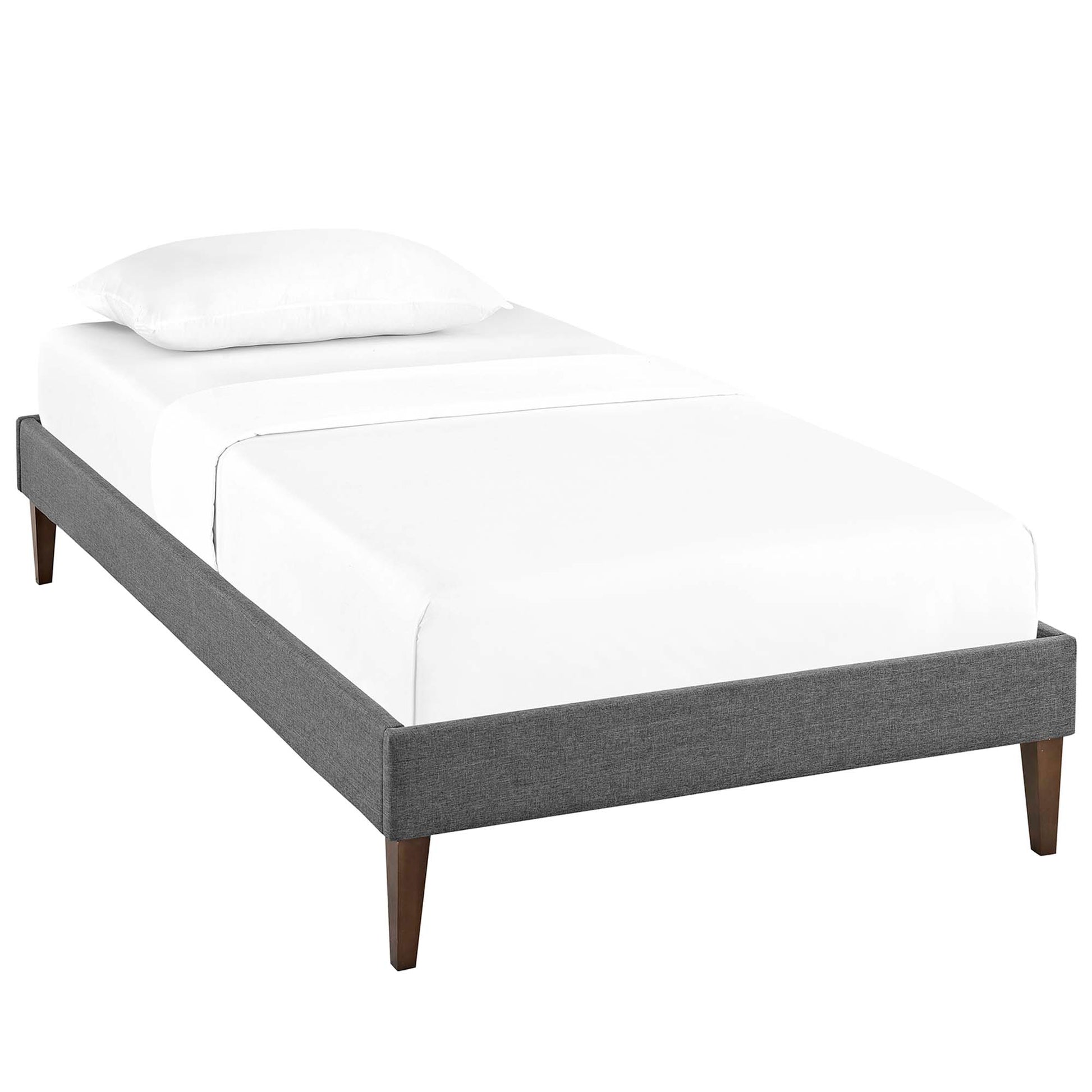 Tessie Fabric Bed Frame with Squared Tapered Legs - Gray
