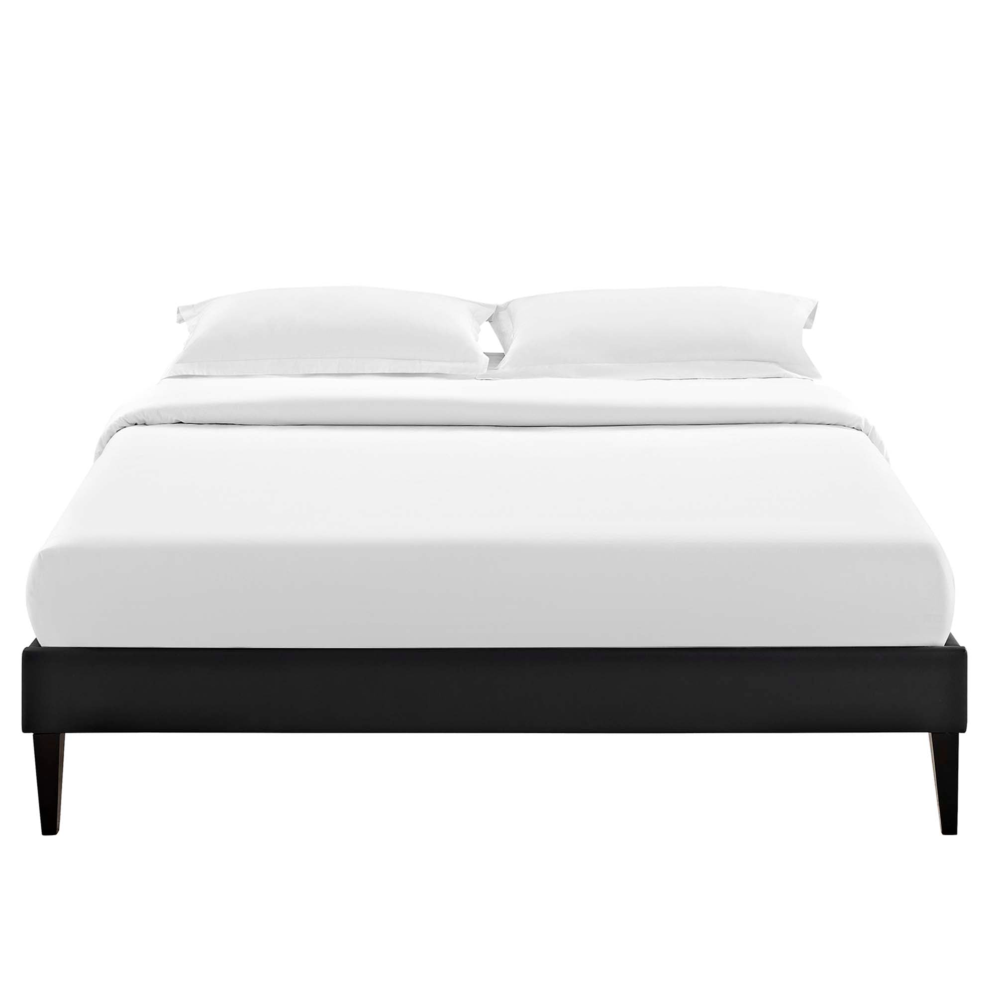 Tessie Vinyl Full Bed Frame with Squared Tapered Legs