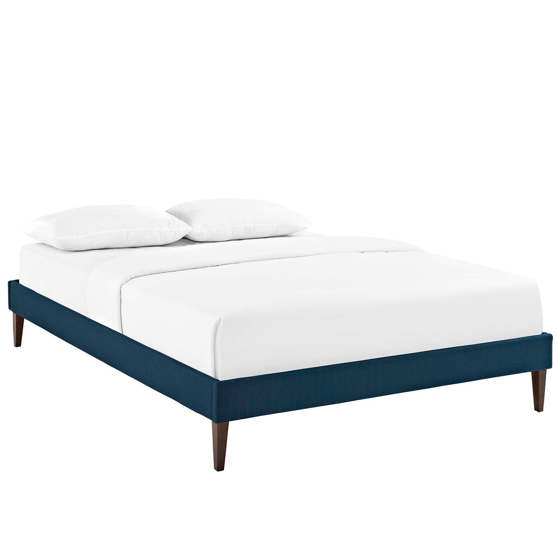 Tessie Fabric Full Bed Frame with Squared Tapered Legs - Azure