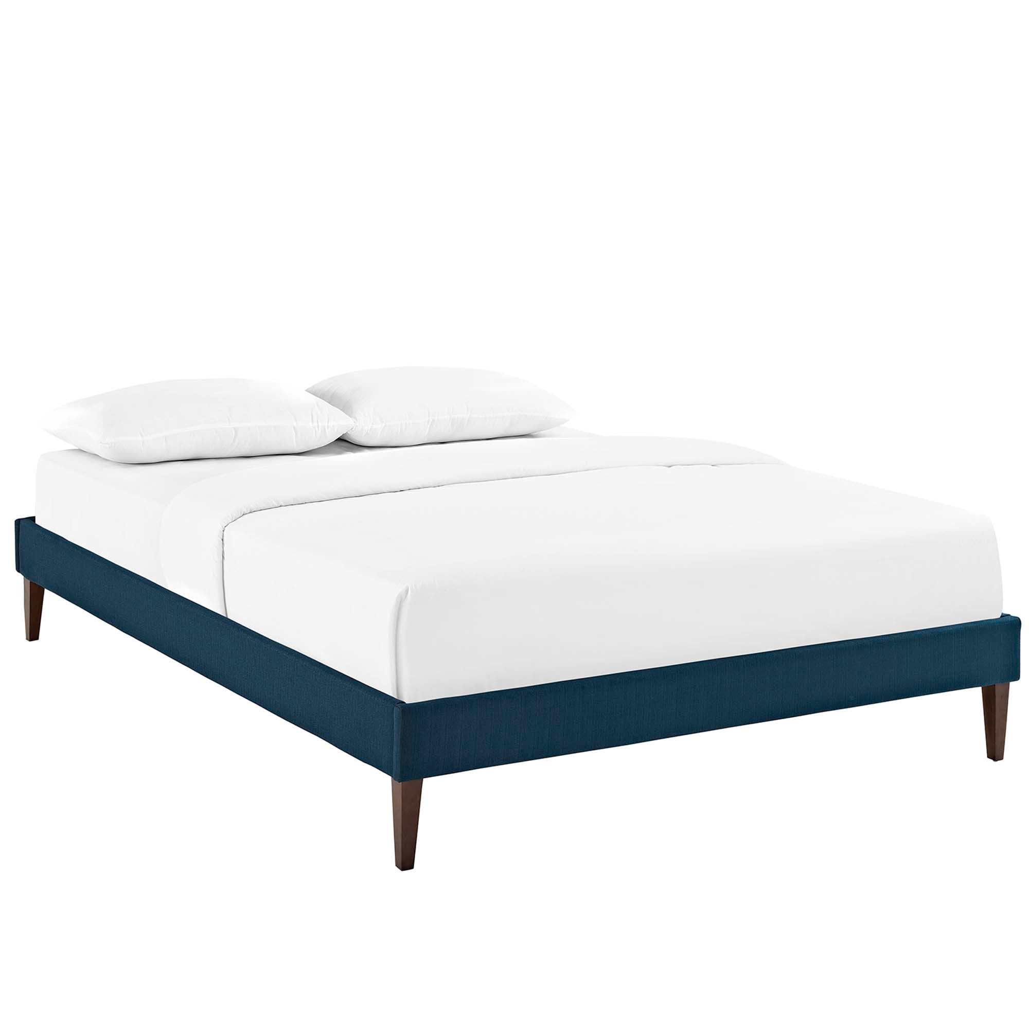 Tessie Fabric Full Bed Frame with Squared Tapered Legs - Azure
