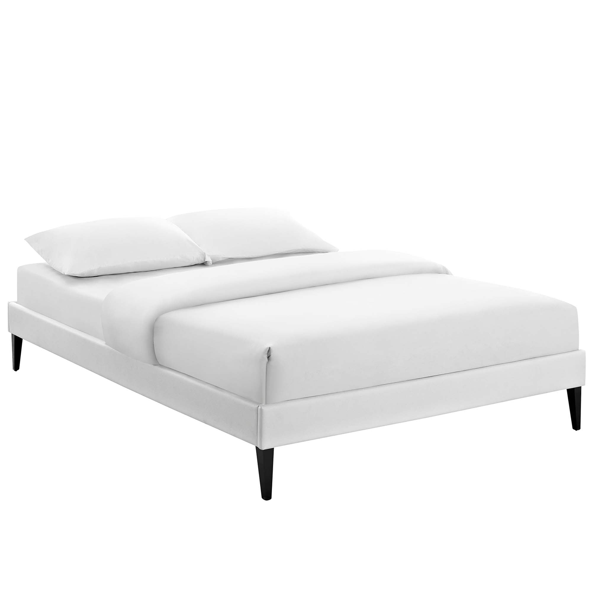 Tessie Vinyl Bed Frame with Squared Tapered Legs - White