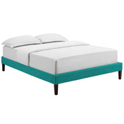 Tessie Fabric King Bed Frame with Squared Tapered Legs - Teal