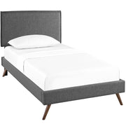 Amaris Fabric Twin Platform Bed with Round Splayed Legs - Gray