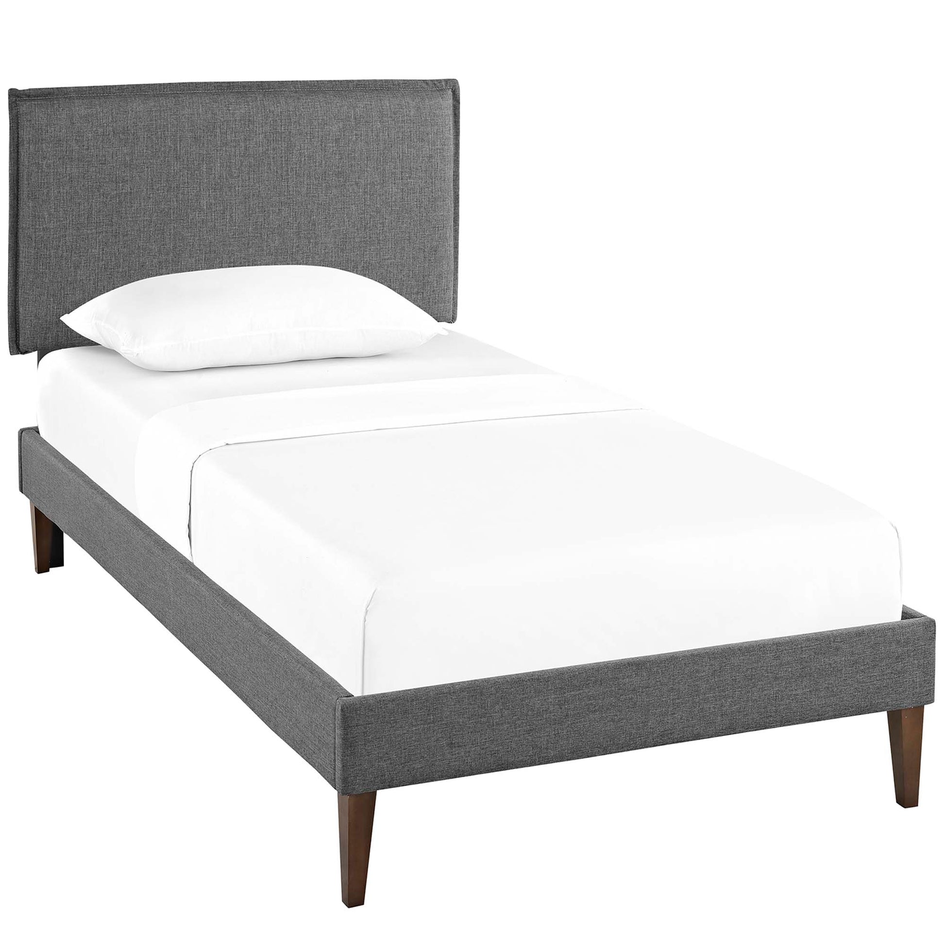 Amaris Fabric Platform Bed with Squared Tapered Legs - Gray