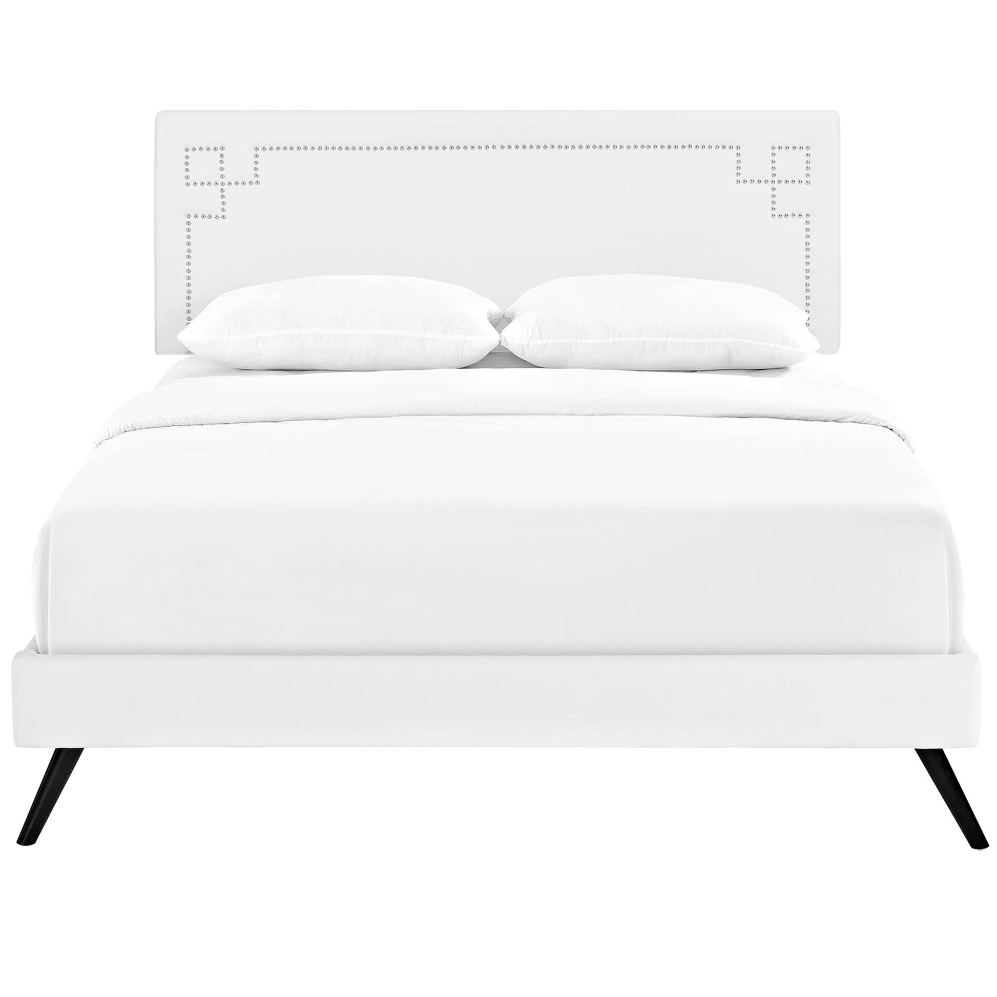 Ruthie Vinyl Platform Bed with Round Splayed Legs