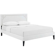 Ruthie Vinyl Platform Bed with Squared Tapered Legs - White
