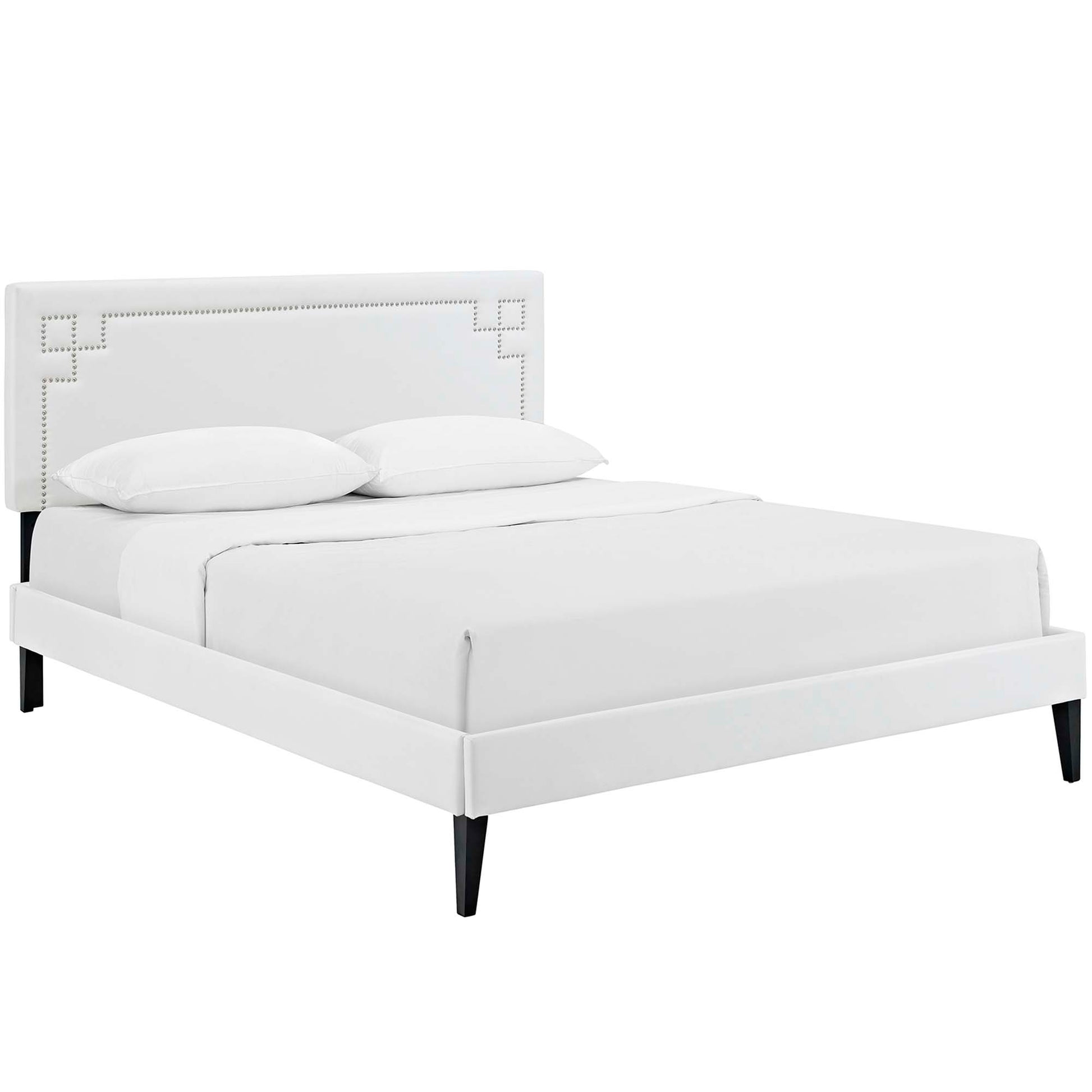Ruthie Vinyl Platform Bed with Squared Tapered Legs - White